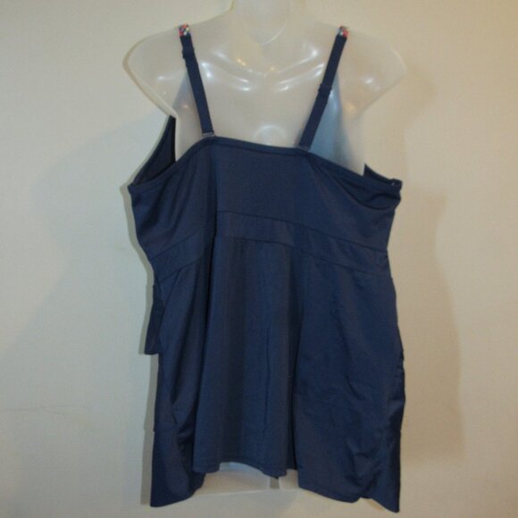 Cacique Swimsuit Tankini Top Size 22 Swim Ruffle Layered Braided Rainbow Trim - Picture 3 of 5